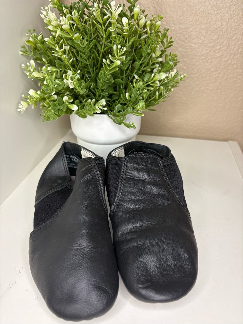 Black Leather Split Sole Jazz Dance Shoes Adult Size 4M Slip-On #651